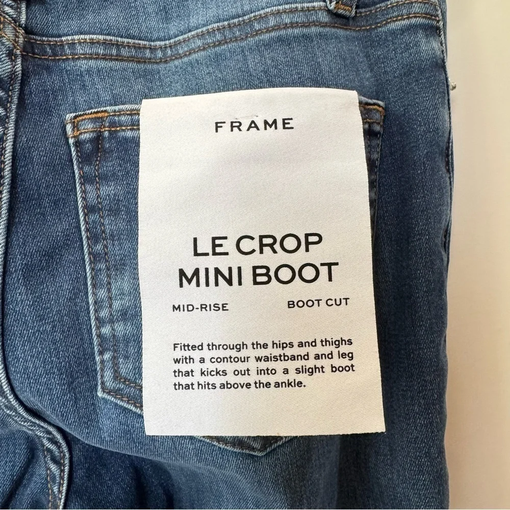 NWT FRAME Le Crop Mini Boot Jeans Dark Wash Blue Lupine